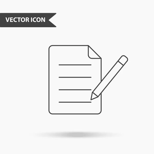 Ilustración vectorial moderna y sencilla de bolígrafos e icono de documento. Hoja de imagen plana de registros con líneas delgadas para aplicación, interfaz, presentación, infografías sobre fondo aislado — Vector de stock