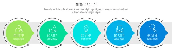 Современная Векторная Иллюстрация Инфографический Шаблон Кругов Пятью Элементами Секторами Иконками — стоковый вектор