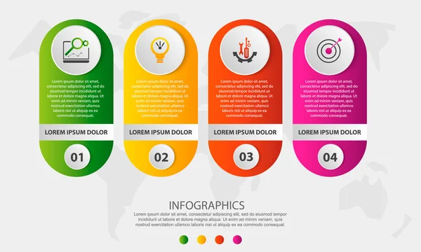 Moderne Vektorillustration Kreisförmige Infografik Vorlage Mit Vier Elementen Und Symbolen — Stockvektor