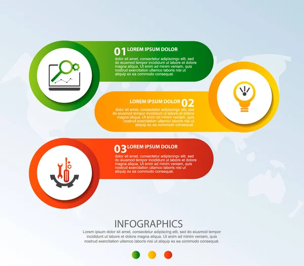 Ilustração Vetorial Moderna Modelo Infográfico Circular Com Três Elementos Ícones — Vetor de Stock