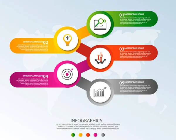 Moderne Vektorillustration Runde Infografik Vorlage Mit Fünf Elementen Und Symbolen — Stockvektor