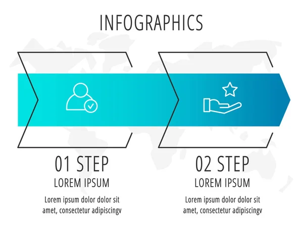 Ilustração Plana Vetorial Moderna Modelo Setas Infográficas Com Dois Elementos — Vetor de Stock