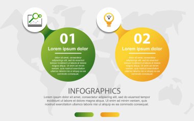 Modern 3d illüstrasyon vektör. İki öğe dairesel Infographic şablonu. Simge ve metin. İş, sunumlar, web tasarım, uygulamaları, arabirimleri, 2 adım diyagramları için tasarlanmış