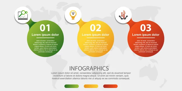 Moderne Vektorillustration Runde Infografik Vorlage Mit Drei Elementen Symbole Und — Stockvektor