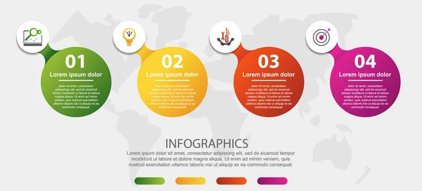Moderna Illustrazione Vettoriale Modello Infografica Circolare Con Quattro Elementi Icone — Vettoriale Stock