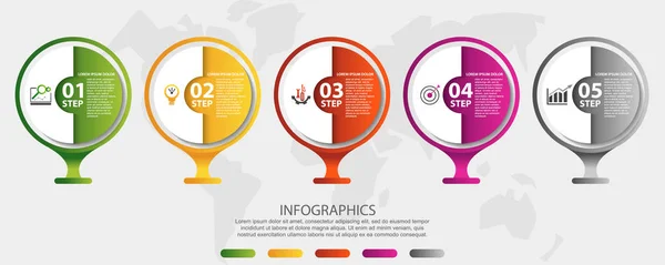 近代的な ベクトル イラストです つの要素を持つ円形のインフォ グラフィック テンプレート アイコンとテキスト ビジネス プレゼンテーション ウェブ — ストックベクタ