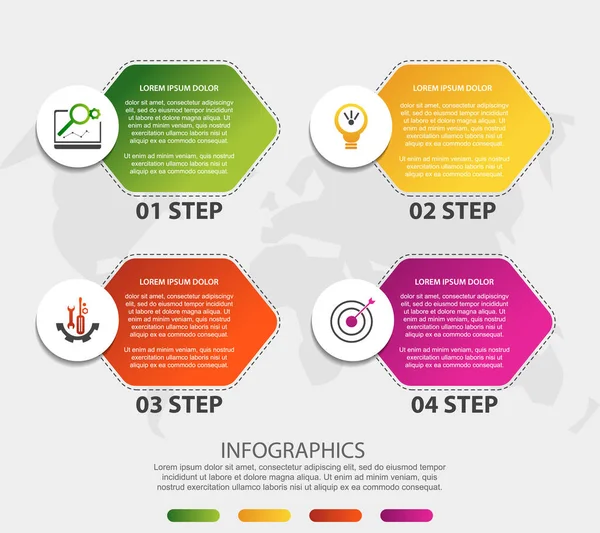 Nowoczesna Grafika Wektorowa Czasu Wykres Procesu Infografiki Szablon Czterema Elementami — Wektor stockowy
