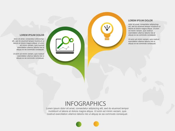 Ilustração Vetorial Moderna Modelo Infográfico Circular Com Dois Elementos Ícones — Vetor de Stock