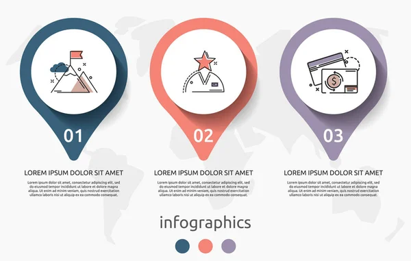 Infográfico Vetorial Círculos Modelo Plana Para Três Rótulo Diagrama Gráfico — Vetor de Stock