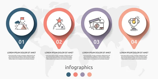 Vektor Infographic Lapos Sablon Körök Négy Címke Diagram Grafikon Prezentáció — Stock Vector