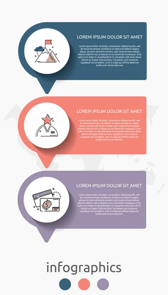 Cercuri Șablon Plat Infografic Vector Pentru Trei Etichete Diagramă Grafic — Vector de stoc