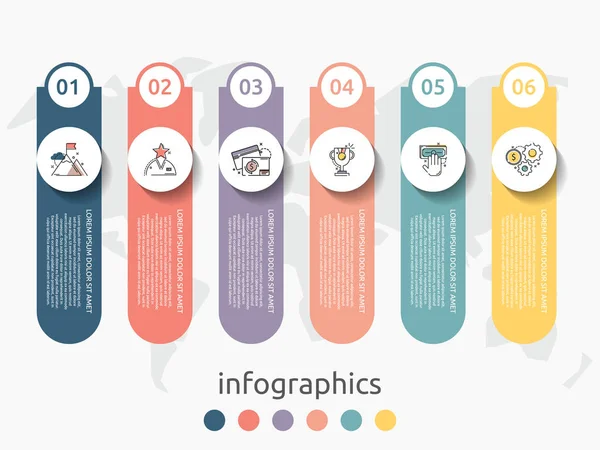 Векторные инфографические плоские шаблонные круги для шести меток, диаграмм, графиков, презентаций. Бизнес-концепция с 6 вариантами. Для контента, flowchart, steps, timeline, workflow, маркетинг. S10 — стоковый вектор