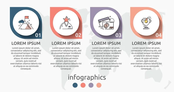 Graphisme Vectoriel Cercle Gabarit Plat Pour Quatre Étiquettes Diagramme Graphique — Image vectorielle