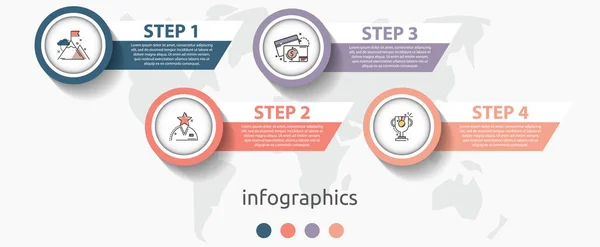 Dört Etiket Diyagram Grafik Sunu Için Vektör Infografik Düz Şablon — Stok Vektör