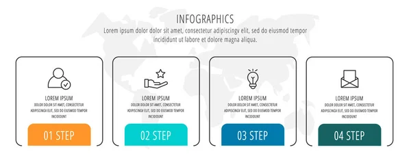 Moderna Ilustración Plana Vectorial Plantilla Flechas Infográficas Con Cuatro Elementos — Vector de stock