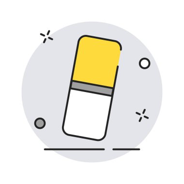 Okul silgi simgesi. Modern düz tasarım tarzı. Web sitesi sayfası, pazarlama, mobil uygulama, beyaz arka plan üzerinde tasarım öğesi için vektör basit illüstrasyon simgesi