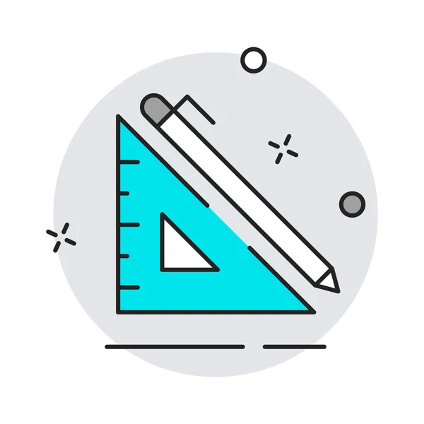 鉛筆と三角形のルーラー アイコン。モダンなフラットデザインスタイル。Webサイトページ、マーケティング、モバイルアプリ、白い背景にデザイン要素のためのベクトルシンプルなイラストアイコン — ストックベクタ