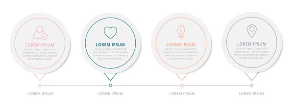 Ilustração Moderna Vetores Planos Modelo Infográfico Circular Com Quatro Elementos — Vetor de Stock