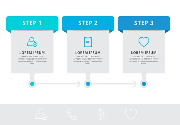 Vetor Moderno Infográfico Plana Modelo Rótulo Para Três Diagramas Gráfico — Vetor de Stock