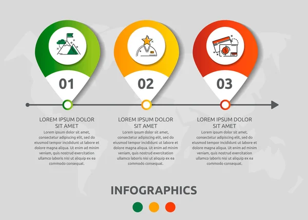 Broche Vectorielle Moderne Infographie Plate Pour Trois Étiquettes Papier Diagramme — Image vectorielle