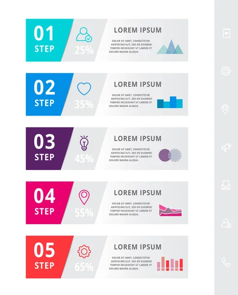 Beş diyagram, grafik, sunu için vektör modern infografik düz şablon etiketi. 5 seçenekleri, dikdörtgenler ile Iş kavramı. İçerik için boş alan, adım adım, zaman çizelgesi, iş akışı, afiş