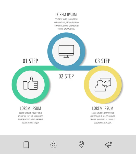 Векторные инфографические шаблонные круги для трех бумажных этикеток, диаграмм, графиков, презентаций. Бизнес-концепция с 3 вариантами. Бланк пространства для контента, шаг за шагом, таймлайн, рабочий процесс, маркетинг, веб — стоковый вектор