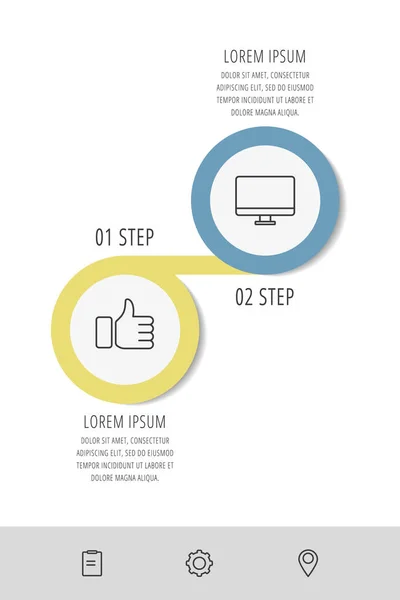 Vector infographic sjabloon cirkels voor twee papieren label, diagram, grafiek, presentatie. Bedrijfsconcept met 2 opties. Lege ruimte voor inhoud, stap voor stap, tijdlijn, workflow, marketing, Web — Stockvector