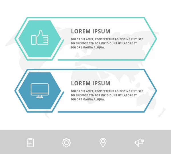 Modèle vectoriel infographique hexagones forme pour deux étiquettes, diagramme, graphique, présentation. Concept d'entreprise avec 2 options. Espace vide pour le contenu, étape par étape, chronologie, workflow, marketing, web — Image vectorielle