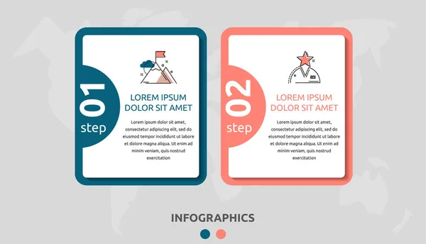 Plantilla plana de infografía vectorial. Rectángulos para dos diagramas, gráfico, diagrama de flujo, línea de tiempo, marketing, presentación. Concepto de negocio con 2 etiquetas — Vector de stock