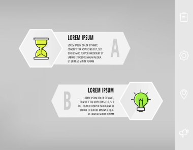 İki altılı ve oklu bilgi grafikleri. Modern vektör şablonu. İki diyagram için kullanılabilir: İş, web, banner, iş akışı düzeni, sunumlar, akış şeması, bilgi grafiği, zaman çizelgesi, seviyeler, grafik