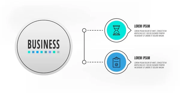 Infografiken Kreise Mit Schritten Symbole Flache Vektorvorlage Kann Für Zwei — Stockvektor