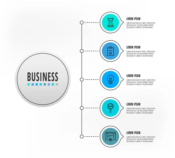 Círculos Infográficos Com Passos Ícones Modelo Vetorial Linha Plana Pode — Vetor de Stock