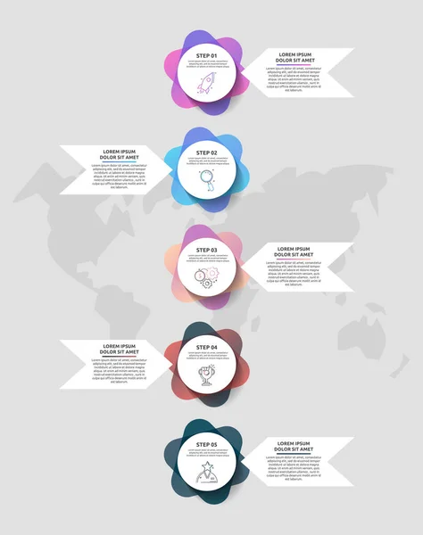 Infografiken Mit Kreisen Und Pfeilen Moderne Vektorvorlage Kann Für Fünf — Stockvektor