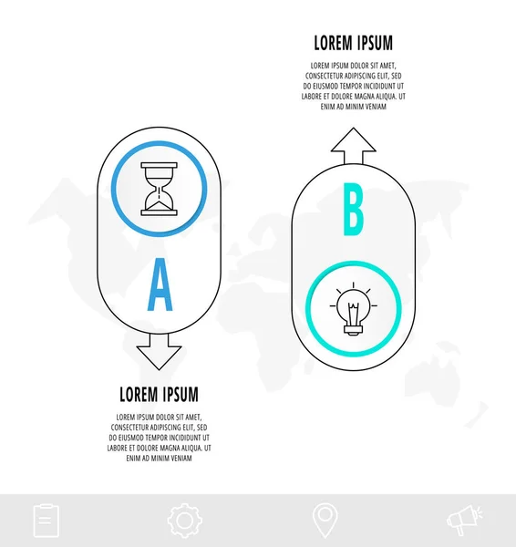 Infográficos Círculo Vetorial Com Setas Modelo Linha Dois Passos Usado — Vetor de Stock