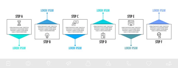 Șablon Infografic Subțire Linie Pași Etichete Conceptul Modern Afaceri Infografic — Vector de stoc