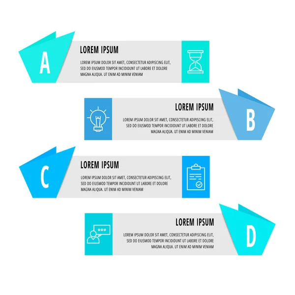 Infografías Vectoriales Con Pasos Etiquetas Utiliza Para Diagrama Negocio Web — Vector de stock