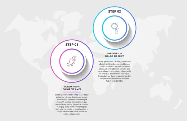 Vektor Infografikai Sablon Körök Két Ikonok Diagram Grafikon Bemutató Üzleti — Stock Vector