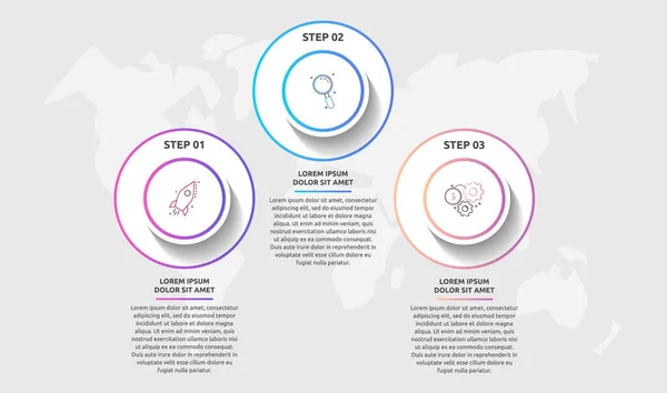 Círculos Modelo Infográfico Vetorial Para Três Ícones Diagrama Gráfico Apresentação — Vetor de Stock