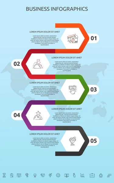 Wektorowe Heksagony Infograficzne Szablonu Dla Pięciu Ikon Diagramu Wykresu Prezentacji — Wektor stockowy