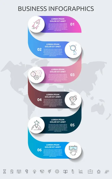 Vektorové Infografické Šablony Kruhů Pro Šest Ikon Diagram Graf Prezentace — Stockový vektor