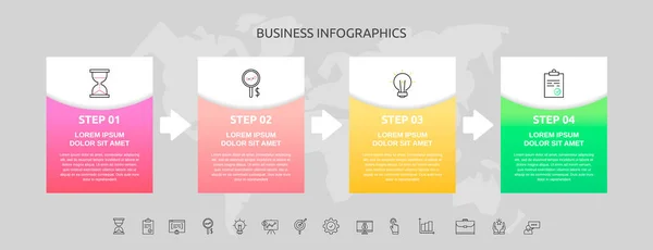 Infographics Rectangle Steps Arrows Vector Template Used Diagram Business Web — Stock Vector