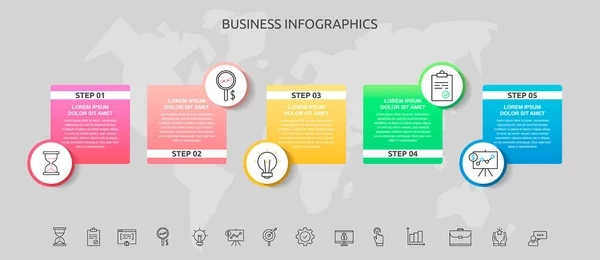 Инфографические Круги Шагами Квадратами Векторный Шаблон Используемый Диаграммы Бизнеса Веб — стоковый вектор