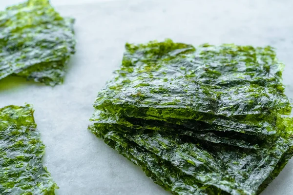 Hojas Envoltura Algas Nori Tostadas —  Fotos de Stock