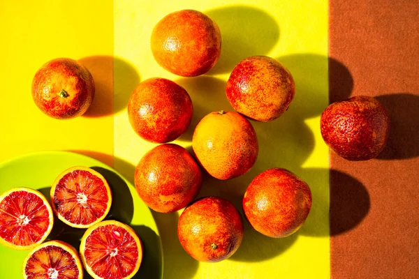 Naranjas Sicilianas Rojas Sobre Fondo Brillante — Foto de Stock