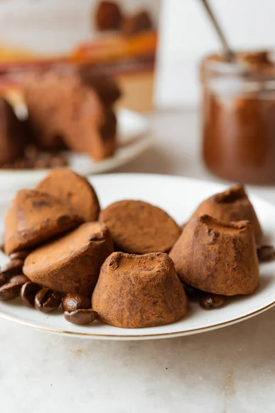 Chokladtryffel Och Kaffeböna — Stockfoto