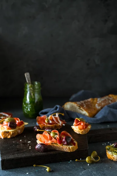 Jambon Olives Morceaux Saumon — Photo