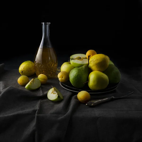 Pere Prugne Mele Limoni Freschi Maturi — Foto Stock