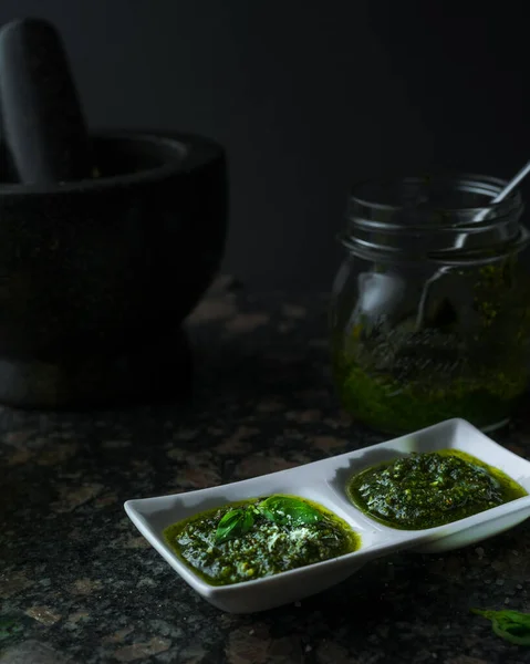 Pesto Verde Fatto Casa Vicino — Foto Stock