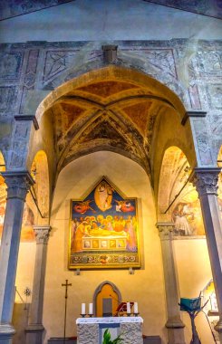 Florence, İtalya - 24 Eylül 2017 Mesh sunak boyama Saint Charles San Carolo dei Lombardi kilise Floransa İtalya. 1300'ler resminden.
