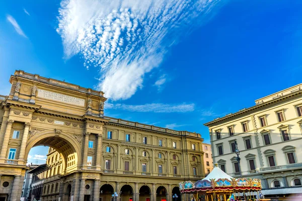Arcone Triumphal Arch Archway Piazza Della Republica Carousel Wesołych Florencja — Zdjęcie stockowe
